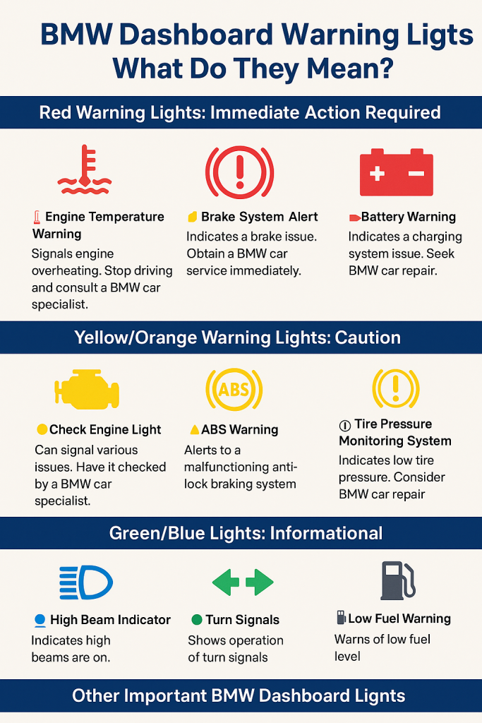 BMW Dashboard Warning Lights: What Do They Mean - Infographic