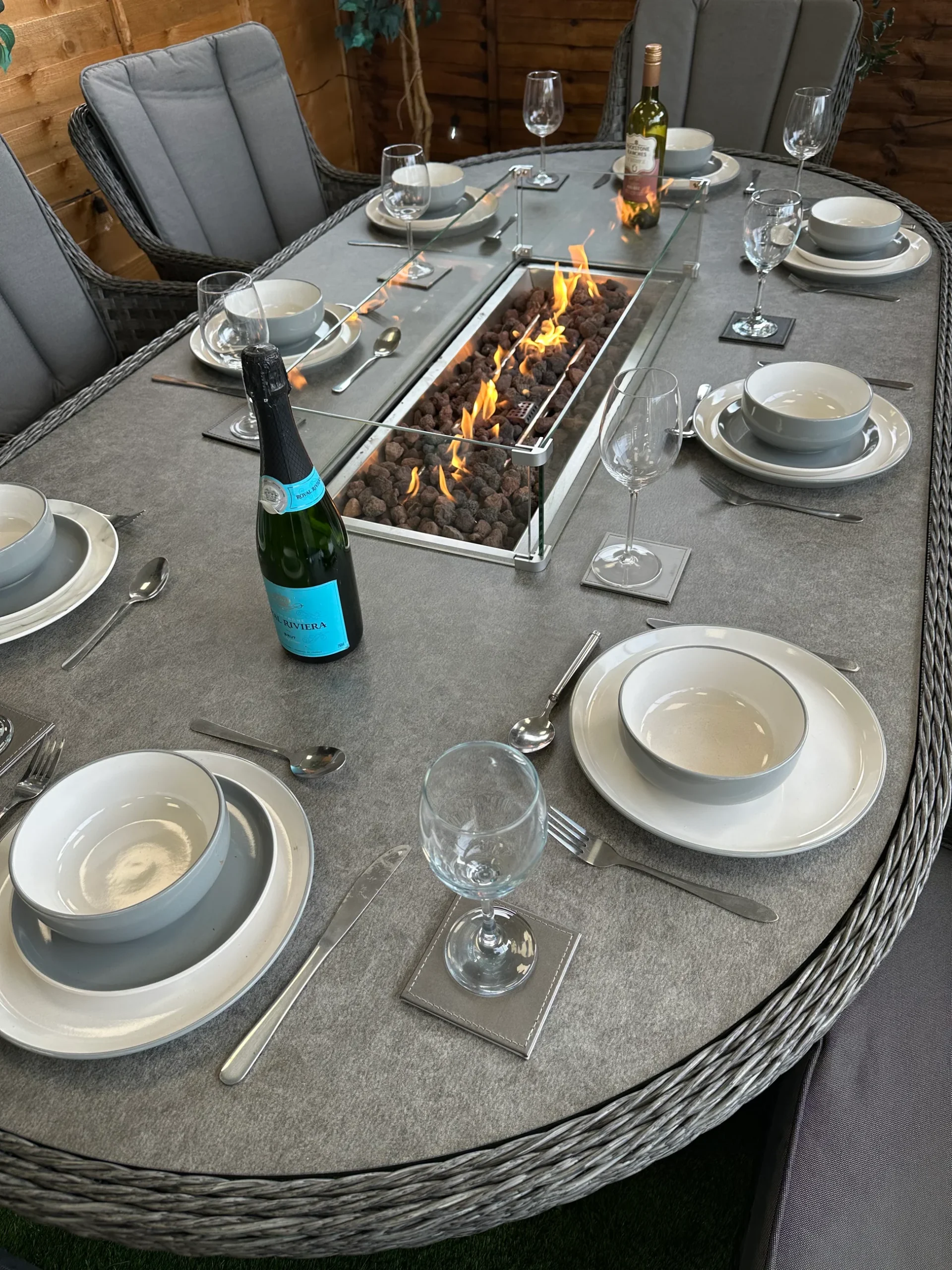 Grey garden furniture