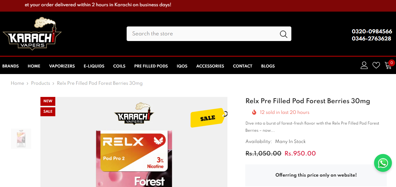 Relx Pre Filled Pod Forest Berries pods in Pakistan