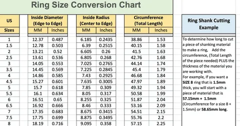 Find Your Fit! Printable Ring Size Chart in CM & Inches