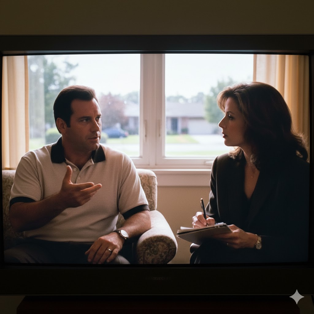 a TV screen playing Sopranos